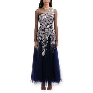 OSCAR DE LA RENTA Fern Crystal Embellished Ankle Length Tulle Gown 10 NWT